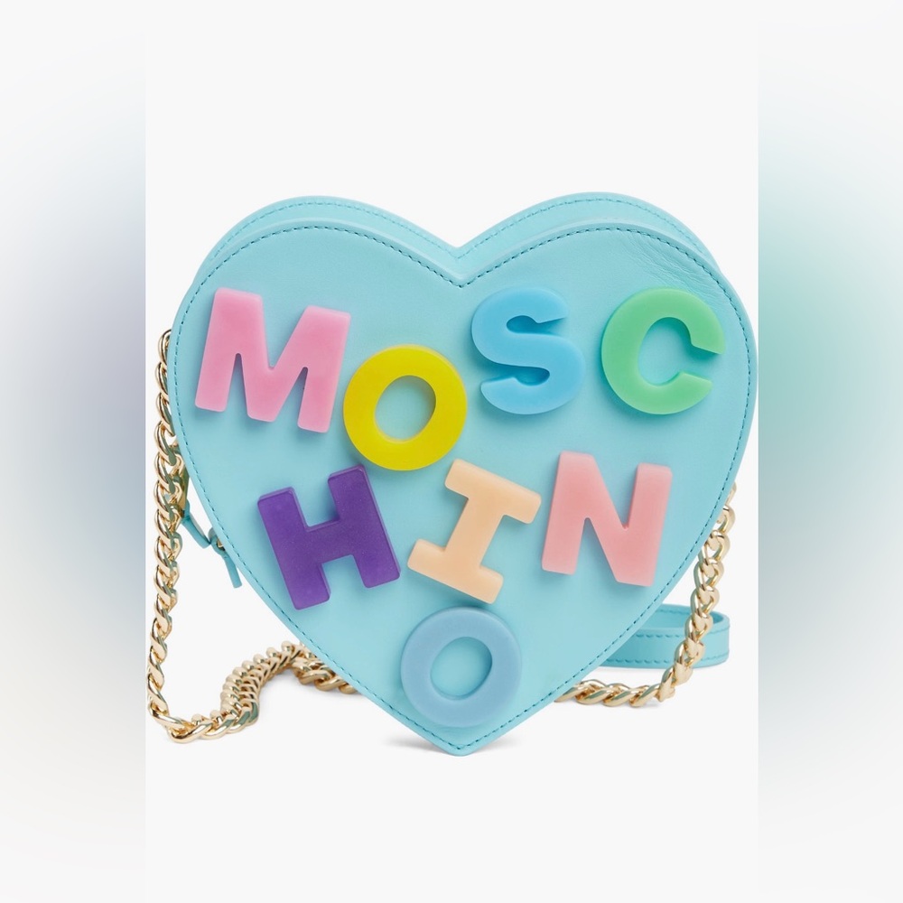 Moschino 'Moschino' Leather Heart Bag (Fantasy Print Light Blue) - Picture 1 of 12